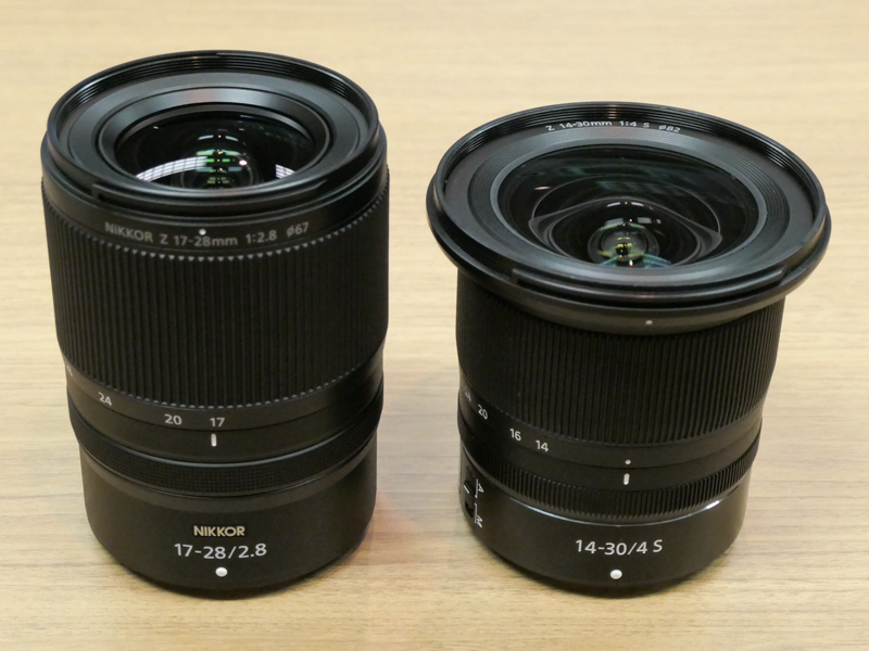 左からNIKKOR Z 17-28mm f/2.8、NIKKOR Z 14-30mm f/4 S