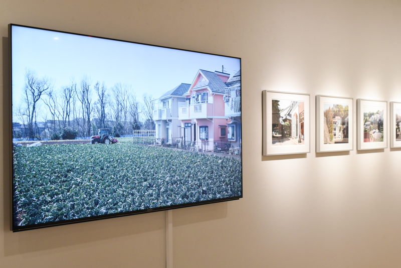 プリントを展示するとともに、約140点をモニターに映し出している