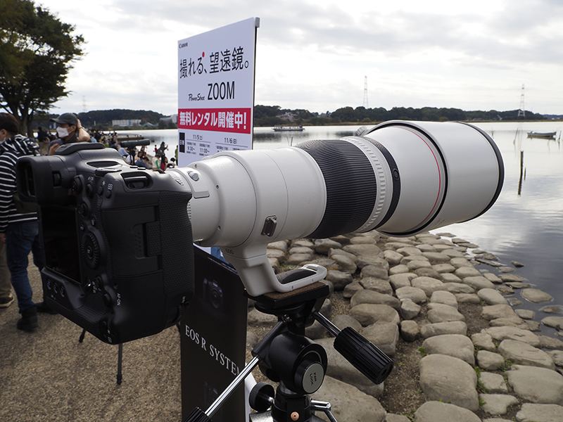 公園岬側に設置されたRF600mm F4 L IS USM