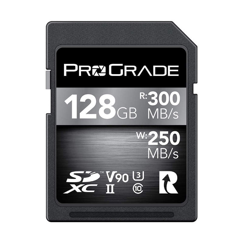 <b>SDXC UHS-II V90 COBALT 300R 128GB</b><br>最大読込300MB/s<br>最大書込250MB/s<br clear=all>