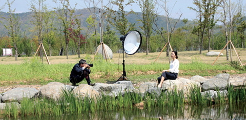 オーロラライトバンク、直径85cmのソフトボックス。プロペットと