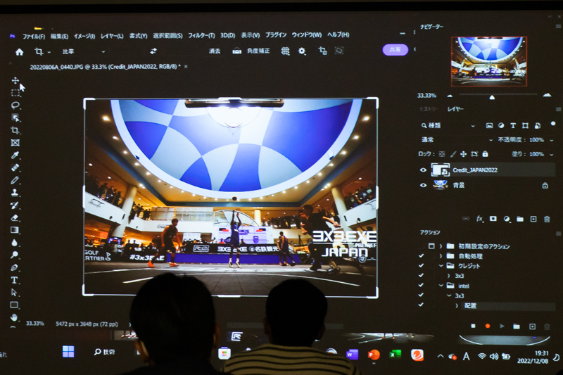 Photoshopでアクションを記録しているところ
