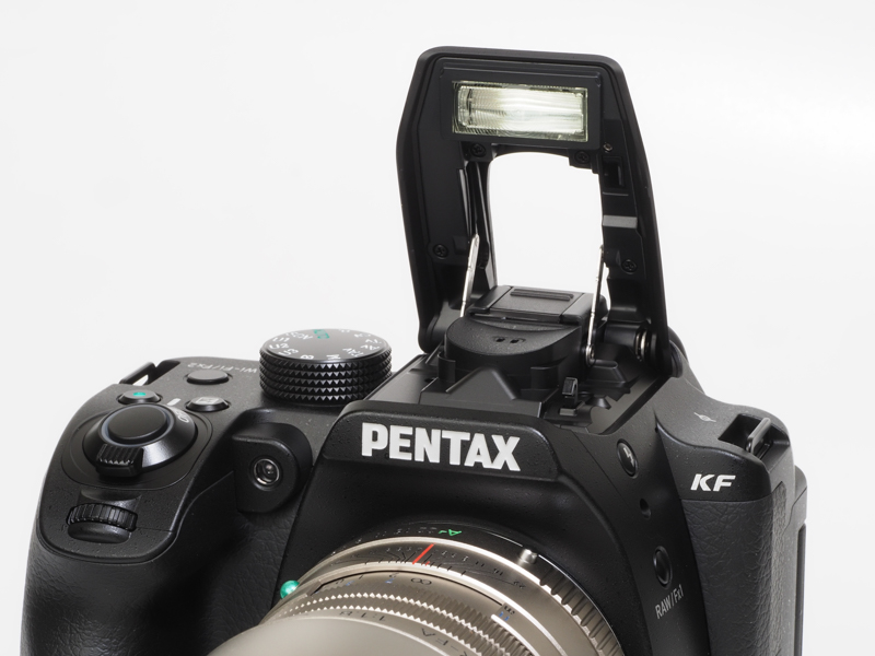 ポップアップ式の内蔵ストロボは高さがあります。ここぞというときに役立つでしょう。ストロボ内蔵機はデザイン的にカッコ悪くななるものが多いのですが、本機からは気合いを感じました。