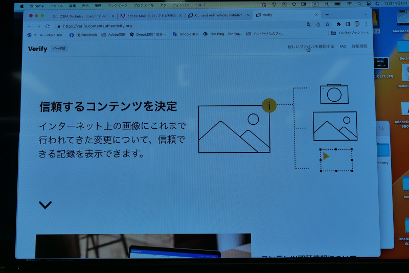 CAIの「確認」サイト。アップロードされた画像の履歴を確認できる