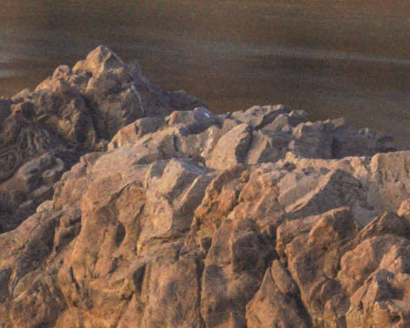 水面にノイズが浮いていて目立っている