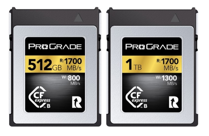 左からCFexpress Type B GOLD 512GB、同1TB。価格はそれぞれ2万7,000円、5万8158円（いずれも税込）