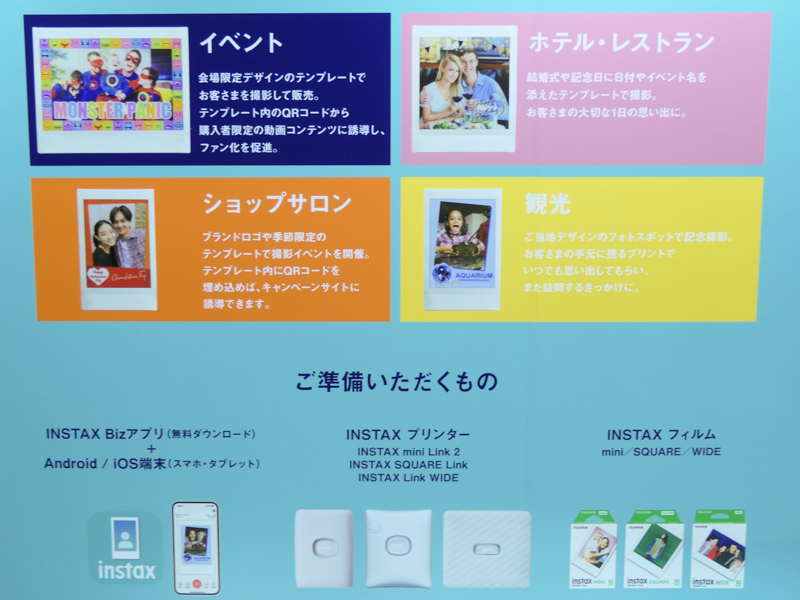 instax Bizの利用イメージと必要製品