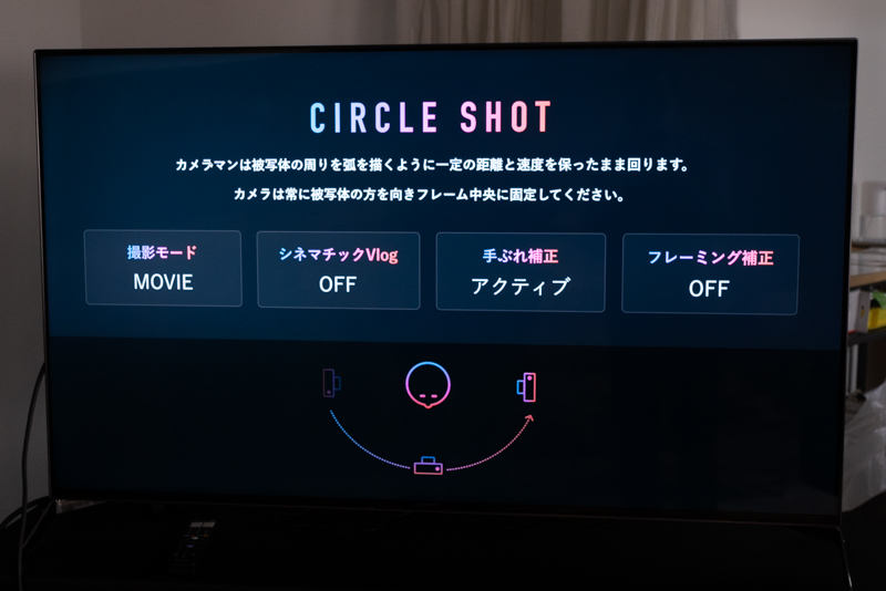 サークルショットの概要（実際にはS&Qモードで、シネマティックVlog設定を入れて撮影）