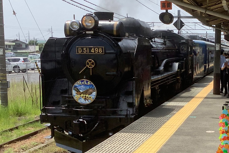 臨時列車をけん引するD51機関車