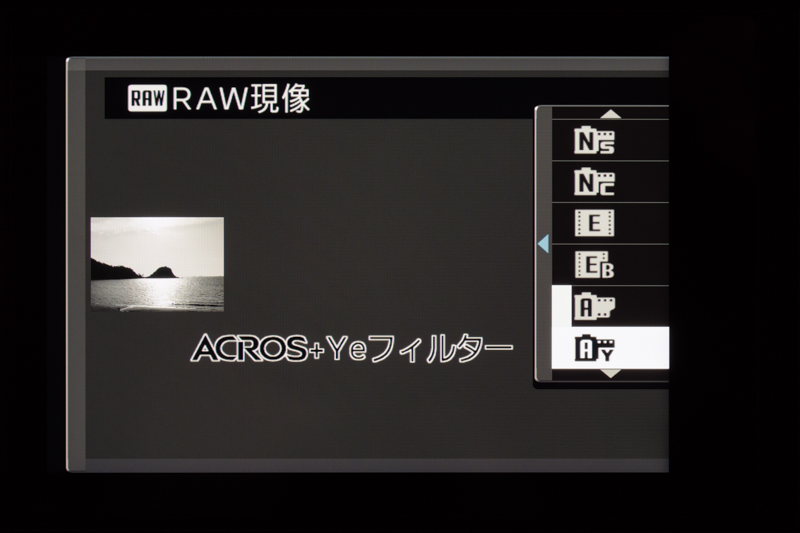 撮影時に、その場に適したフィルター機能をいちいち選択するのは面倒、と思う人もいるだろう。その際はRAWで撮影し、カメラ内RAW現像でフィルターの効果を確認しながら設定すると狙った効果を出しやすい。