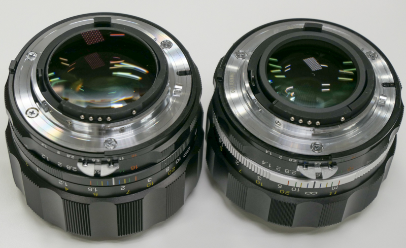 参考：NOKTON 55mm F1.2 SL IIs（左）とNOKTON 58mm F1.4 SL IIs（右）