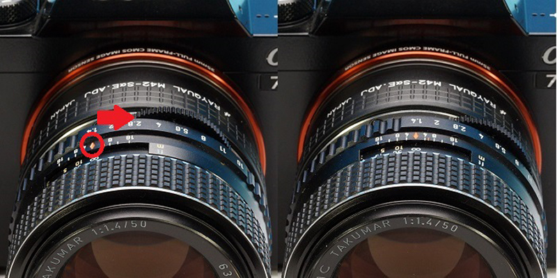 調整例（レンズ指標を真上に）