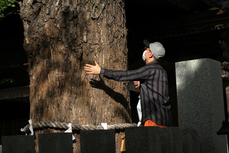 とあるパワースポットでの光景。私も並んで「写真が上手になりますように」と気を入れてきたのですが。これも、歩きながら、おっ、という感じですばやく撮影したのです。EOS R50はいい奴だなと思いました。<br>EOS R50／EF50mm F1.8 STM／絞り優先AE（F8・1/640秒）／ISO 100