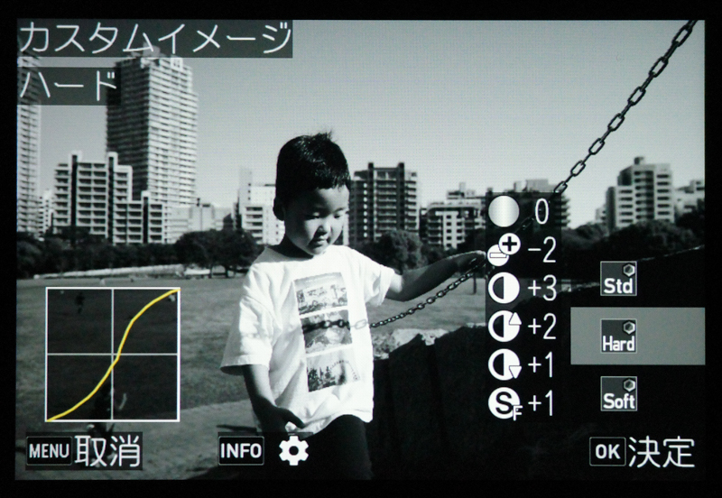 カスタムイメージは撮影時に設定するだけでなく、撮影後にカメラ内RAW現像で細かく調整することもできる