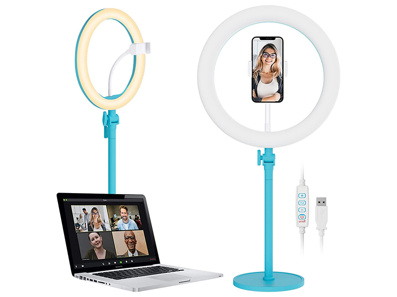 NEEWER 10インチ リングライト（ターコイズ色）