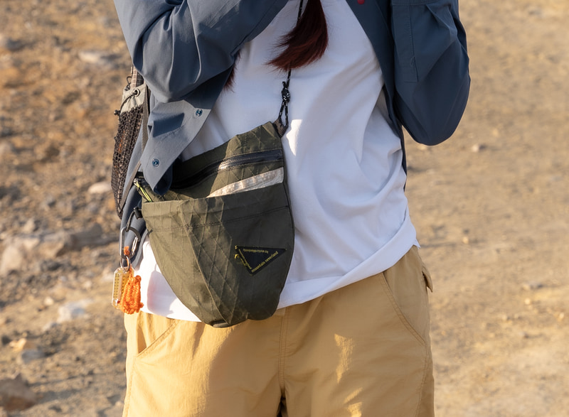 交換レンズはサコッシュに入れておけばスムーズにレンズ交換が可能。小さいレンズだからこそできる運用方法だ