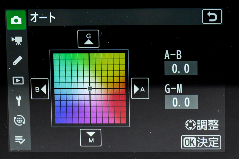 アンバー・ブルー軸でのホワイトバランスの微調整機能も追加された