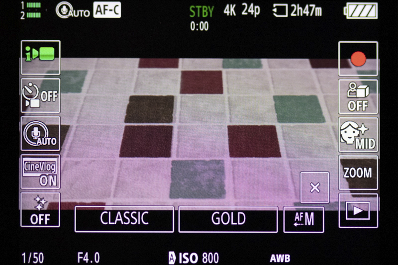 シネマティックVlog設定の撮影画面