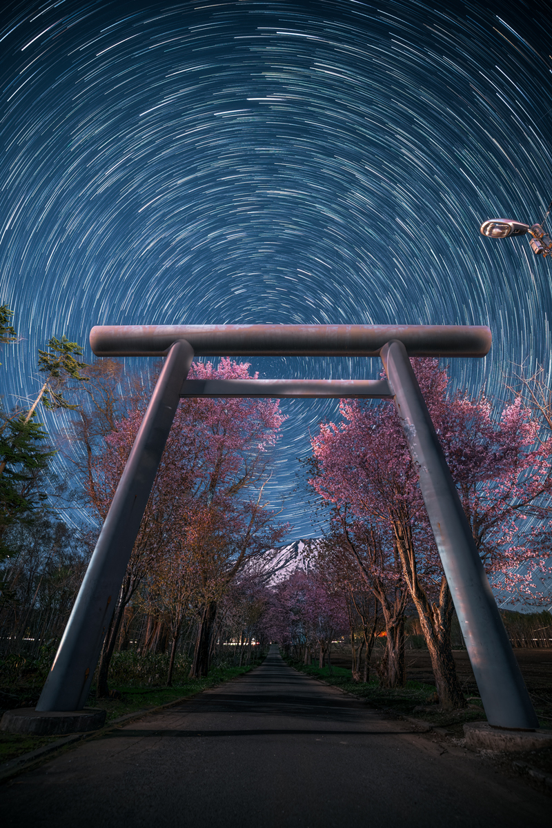 24mm／マニュアル露出（F3.2、14秒）／ISO 3200／WB：2,750K／168枚をPhotoshopで比較明合成