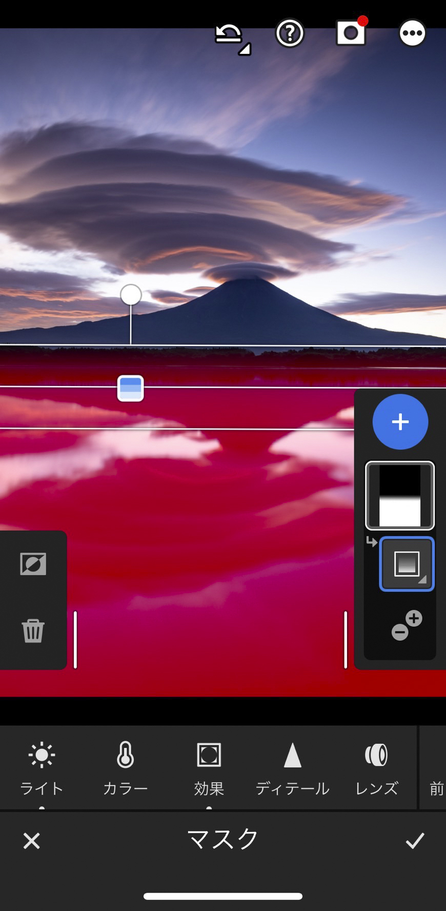 吊るし雲を選択。ブラシは画面タッチで範囲を選べる