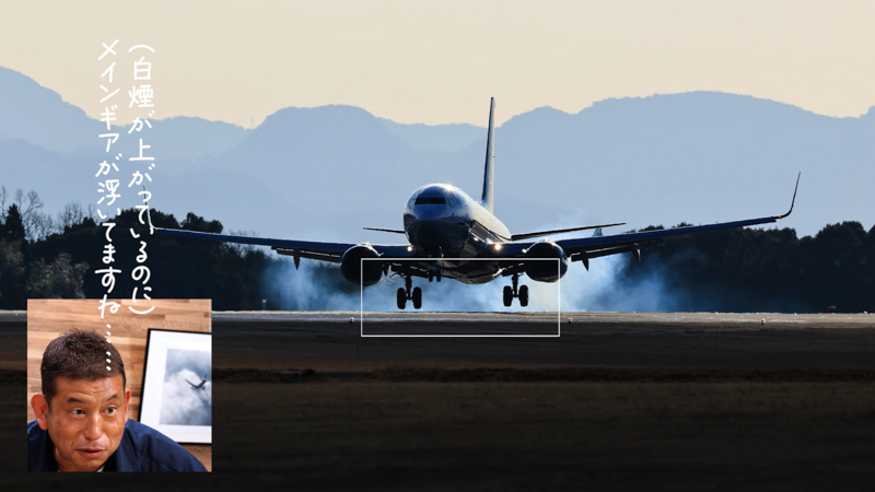 タッチダウンの瞬間にはずむボーイング737