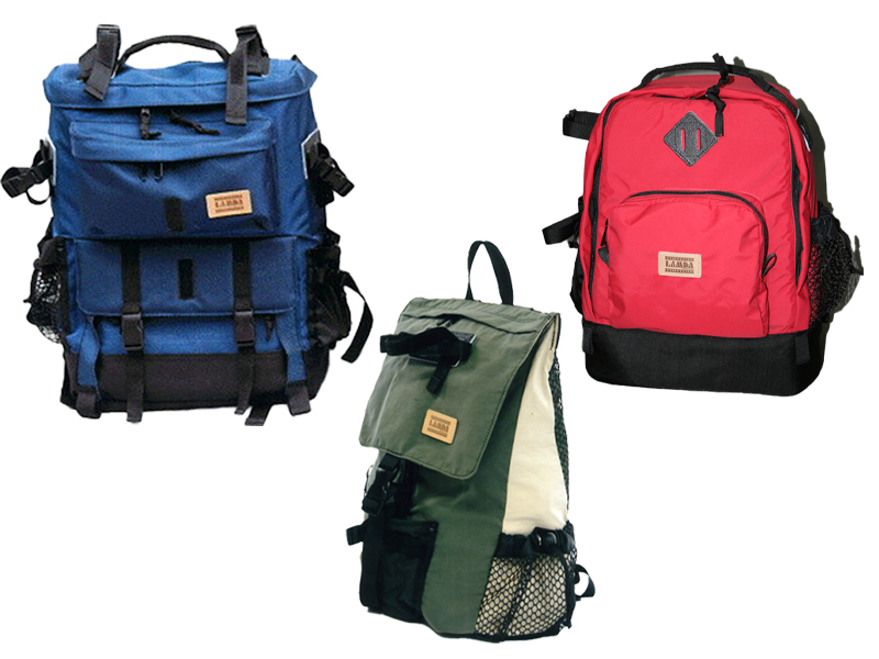 ラムダザックの一部。左から「蓼科」、「ライチョウ」、「高尾山」