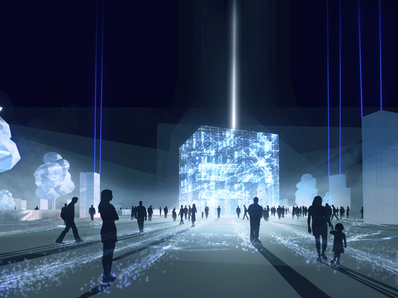 新港中央広場のプロジェクションマッピング（イメージ）