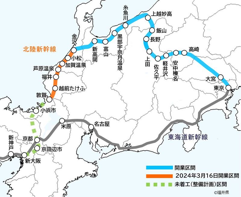 北陸新幹線路線図