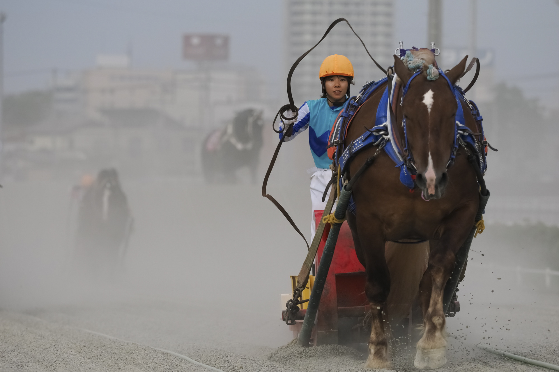 笑顔の後のレース、見事1着でゴール