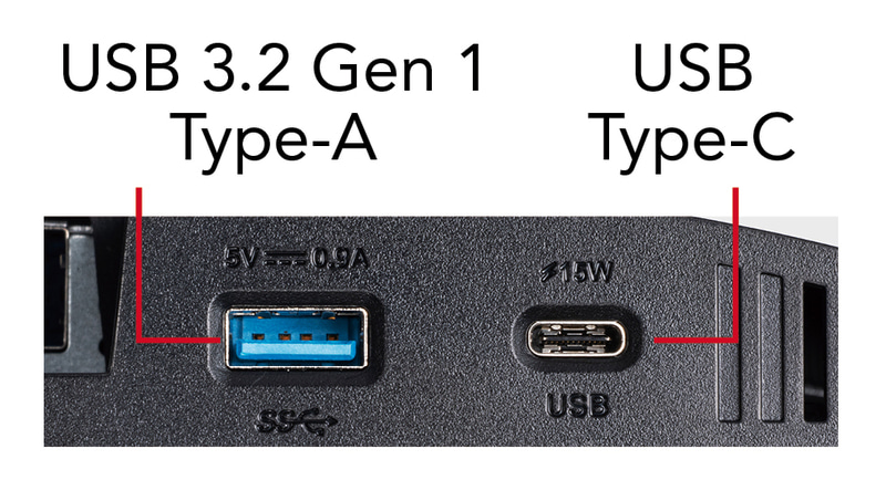USB Type-CとUSB 3.2 Gen 1 Type-A端子が備わっている