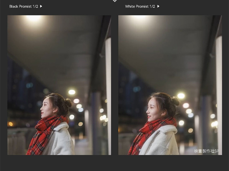 左：Black Promist 1/2、右：White Promist 1/2