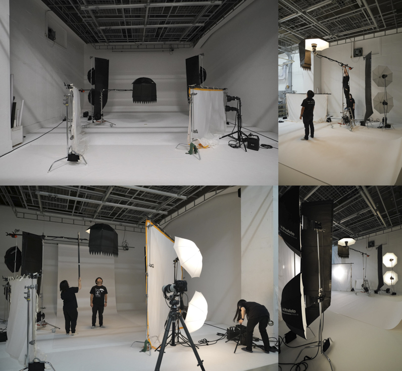 左上がスタジオマンによりざっくりと用意された状態。ここからライティングを調整していく