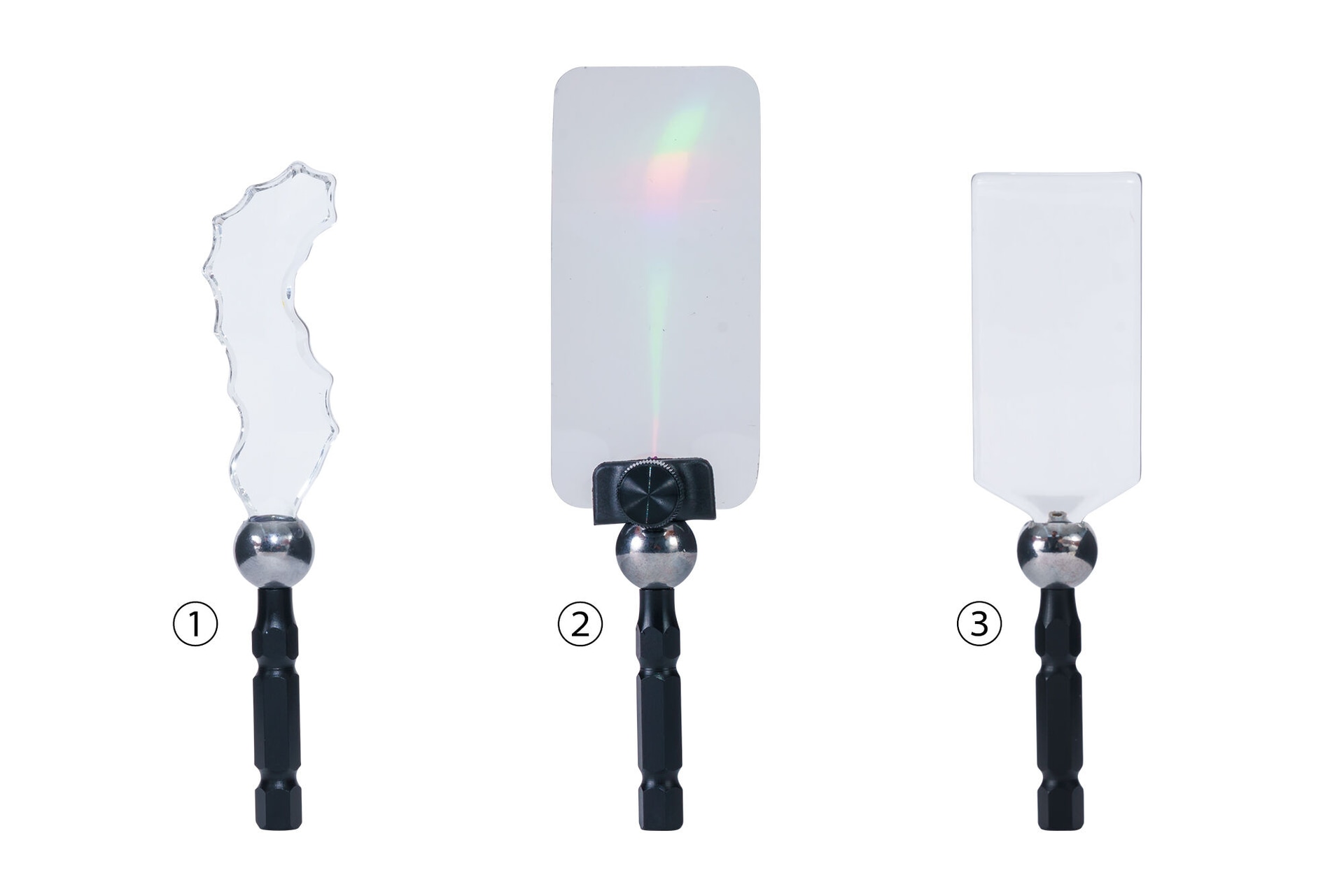 <b>OMNI Creative filter system（基本キット）</b><br>①クリスタルシーホースワンド②ストレッチグラスワンド③レインボーフィルムワンド