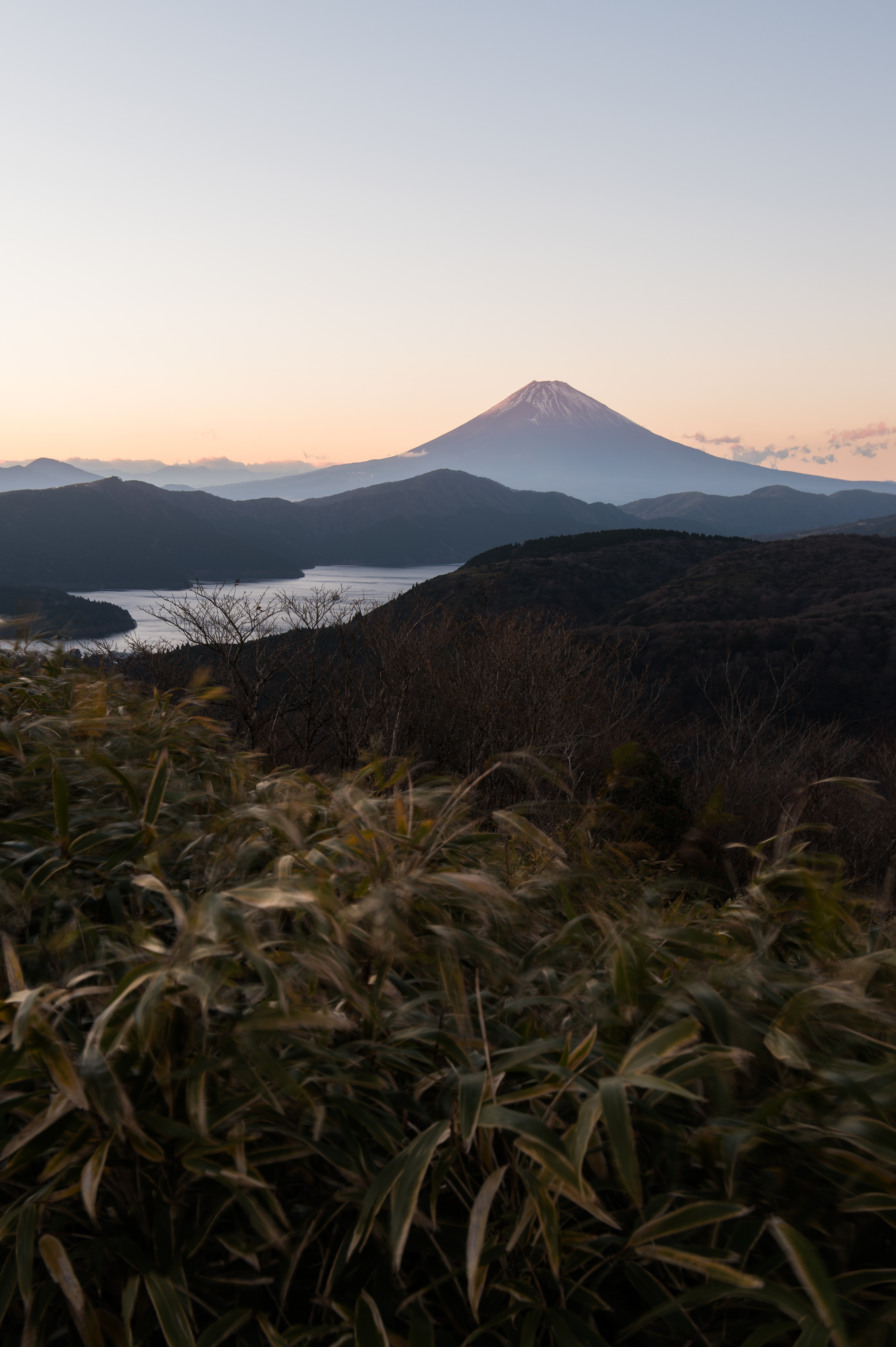 箱根ターンパイクの大観山展望台にて。手ブレ補正を活用した手持ちのスローシャッター撮影で、手前を被写体ブレさせつつ、遠景はシャープに写しました。現場では35mmクロップ（39MP）のフレームラインを見ながら撮り、帰宅後に仕上げの編集を加えて31.2MPが残りました<br>ライカQ3／SUMMILUX f1.7/28mm ASPH.（トリミング）／シャッター速度優先AE（1/8秒・F13・±0EV）／ISO 100／DxO PureRAW 3（DeepPRIME+光学補正）
