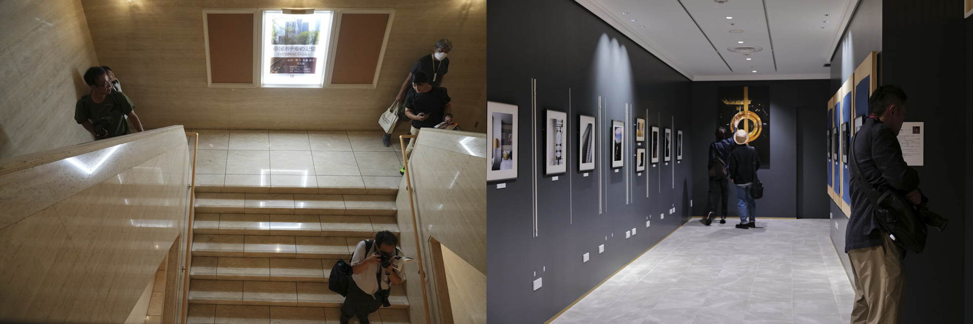 （左）一般のお客様のご迷惑にならない範囲で撮影が可能なエリアでは軽く写真撮影も。（右）倫子さんの特設ギャラリーにて