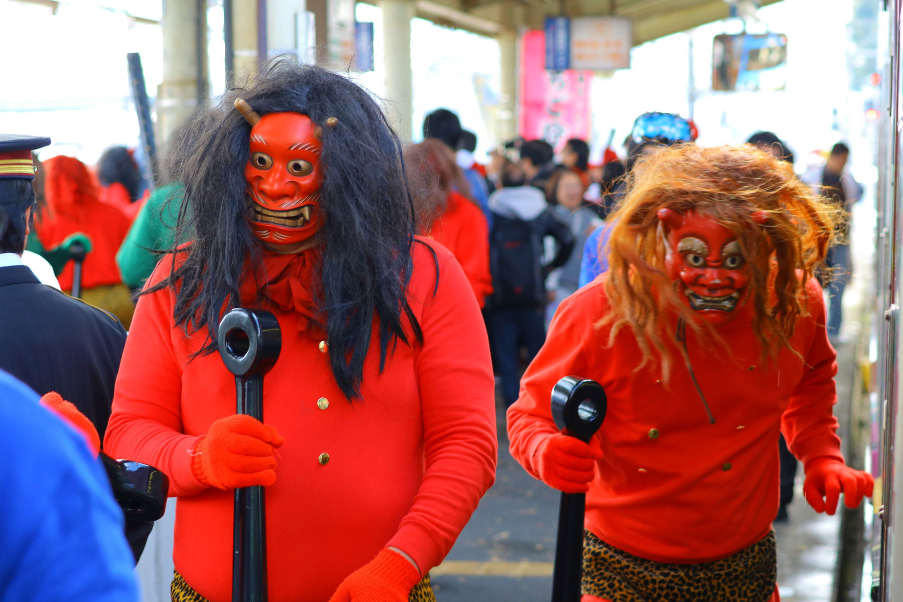 過去の節分豆まきトレインの様子