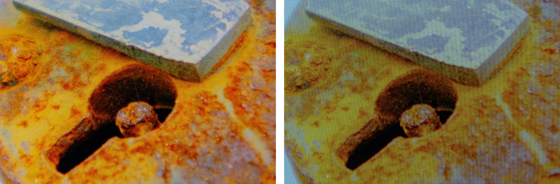 左はSW272U（4K解像度）、フルHDモニターの画面を同じ距離（28cm）から撮影したもの。画像をクリックして等倍表示するとよく分かるが、SW272Uは1ピクセルのサイズが非常に小さいため、繊細な質感が描写されている。対してフルHDモニターは1ピクセルが点として見えているため、クッキリ感がもの足りない