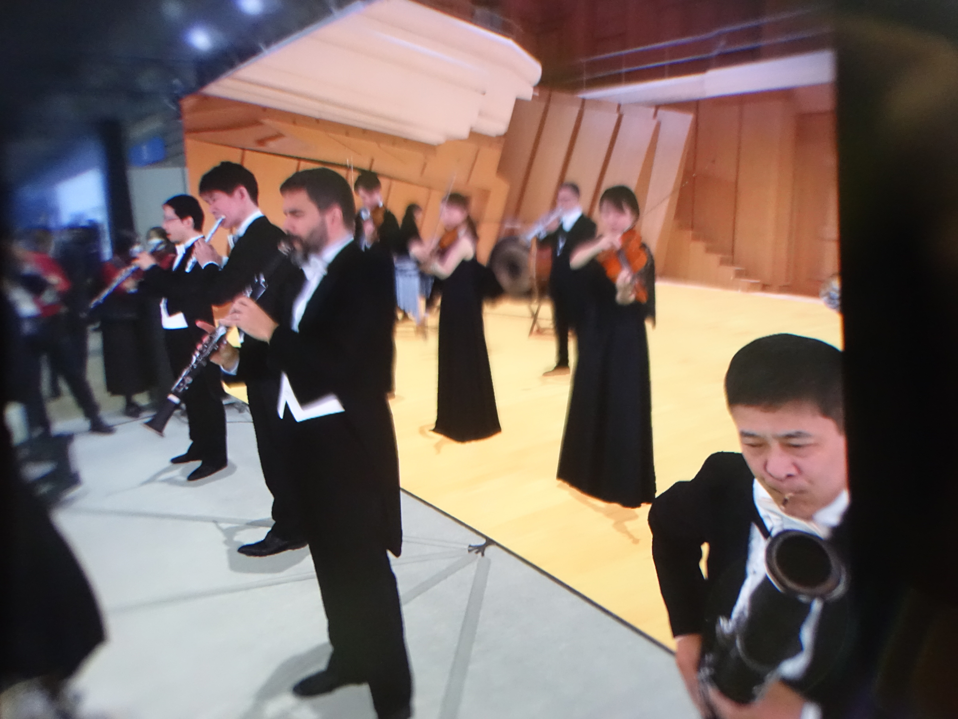 ゴーグルをのぞいた様子。実際にはいない演奏者が目の前に現れる