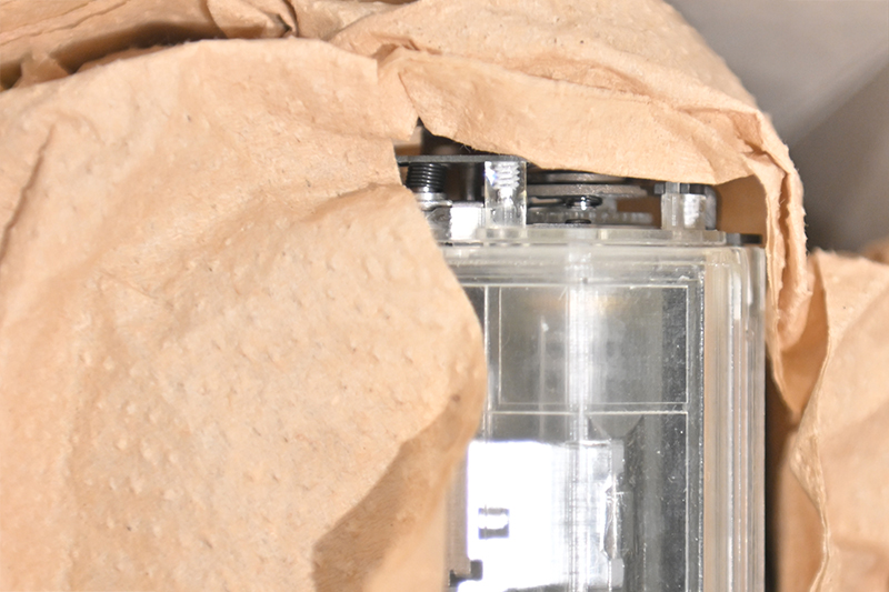 PENTAX展示企画展で公開された試作機。巻き上げ部のみ露出していた