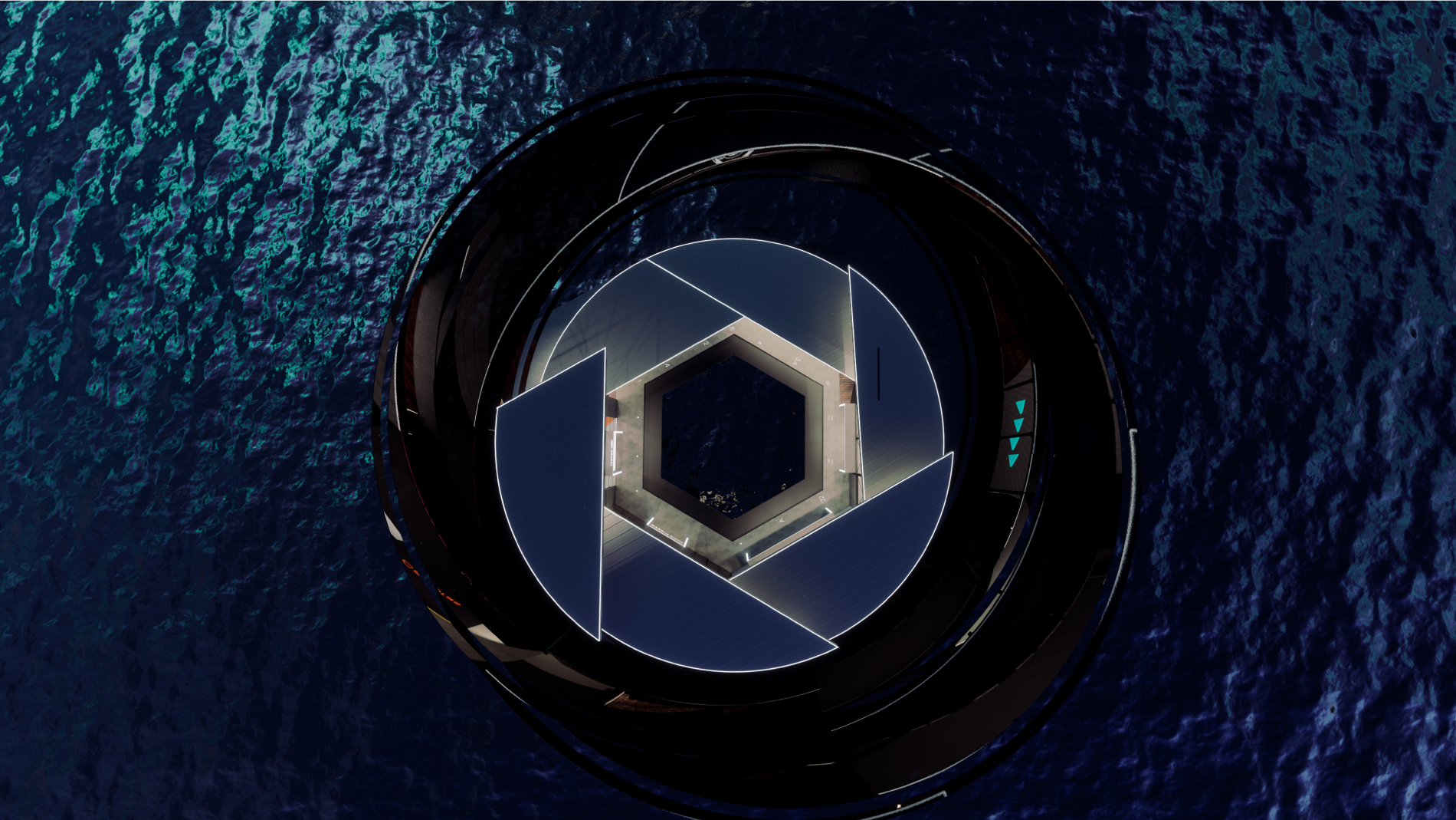 カメラレンズの絞りをモチーフにデザイン