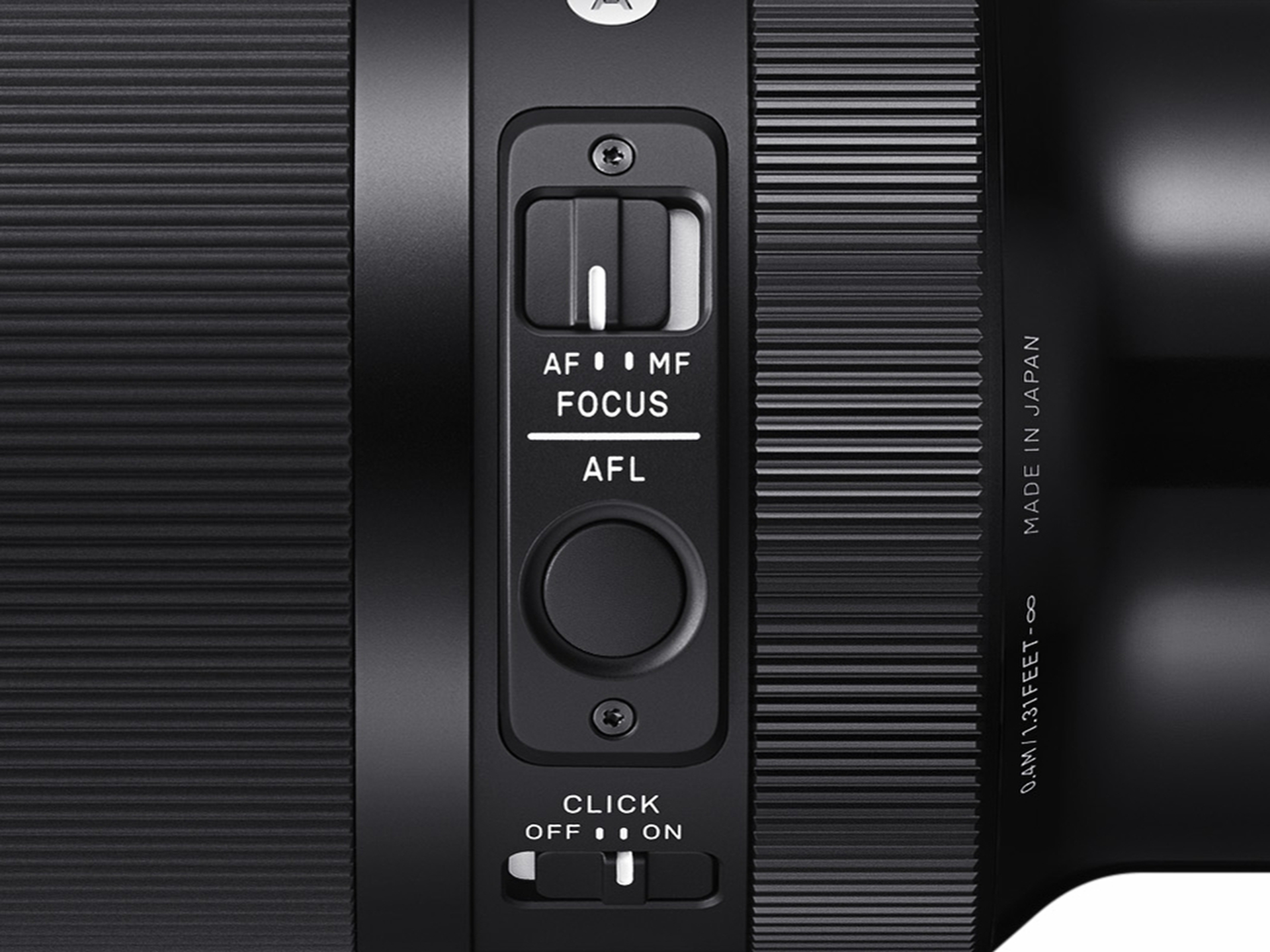 上からフォーカスモード切換えスイッチ、AFLボタン、絞りリングクリックスイッチ