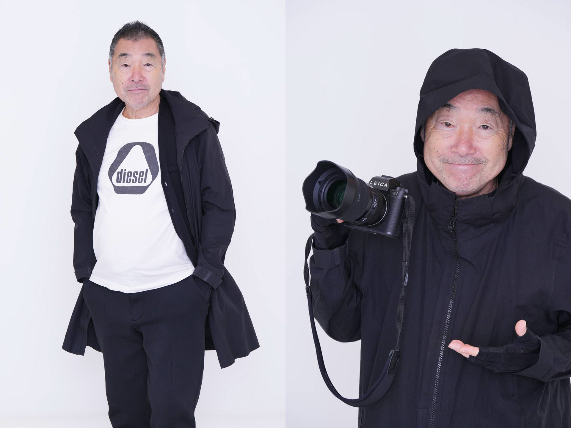 中でもお気に入りのフード付きシェルコートは軽くて防風・防水性に優れ、様々な環境でオールシーズン使える。Tシャツはディーゼルやコム・デ・ギャルソン、ラコステなどを合わせることも多い