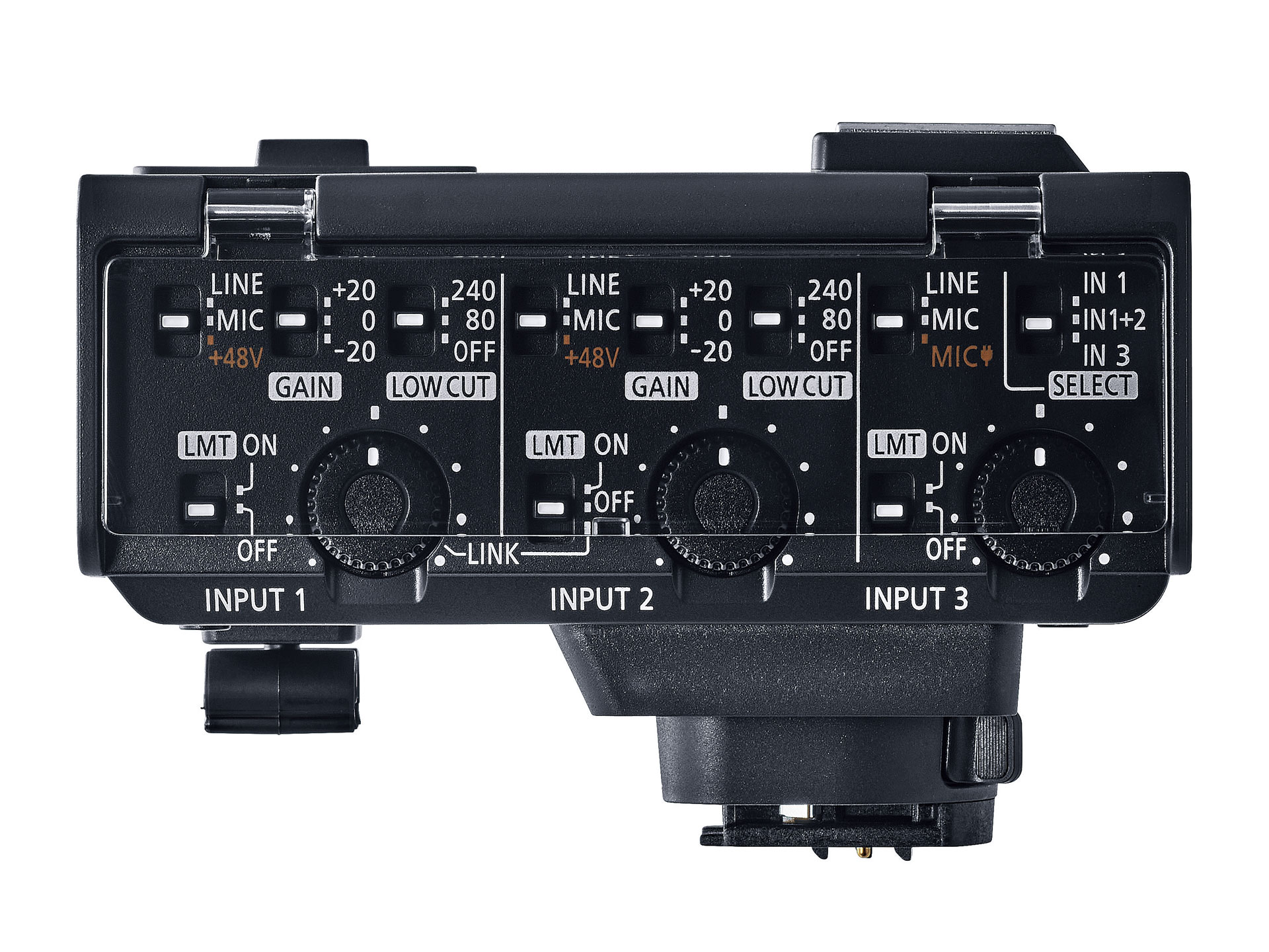 マイクロホンアダプターの操作面