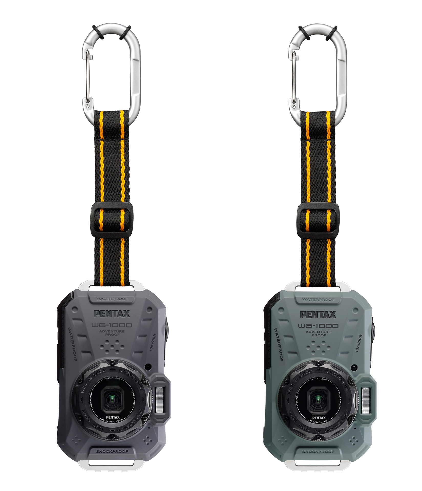 付属のカラビナストラップを取り付けたイメージ