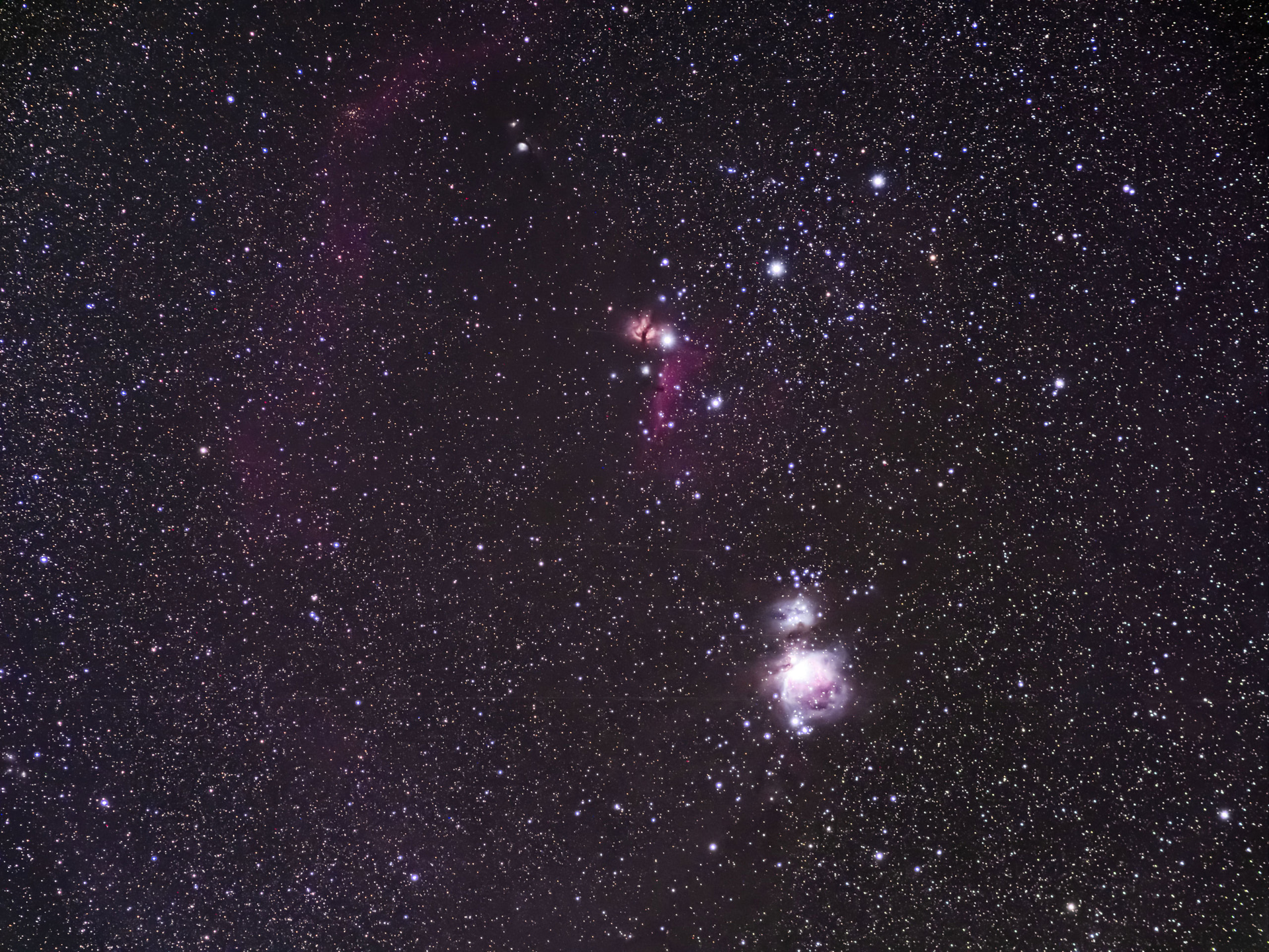 「OM SYSTEM E-M1 Mark lll」で撮影。手持ちハイレゾショット 1枚撮り（60秒、F2.8、ISO 5000）。赤道儀使用。ソフトウェアで画像処理済み