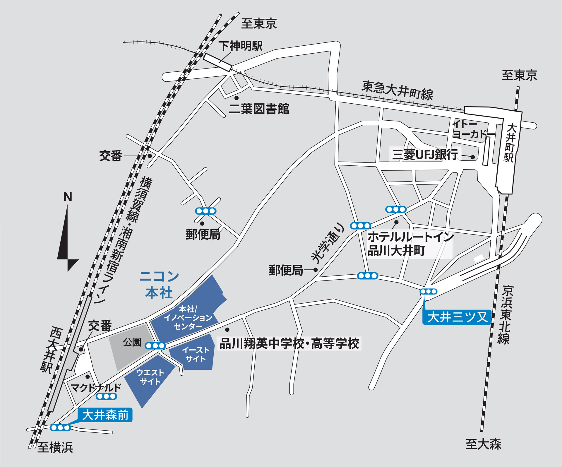 本社/イノベーションセンター、イーストサイト、ウエストサイトから構成される