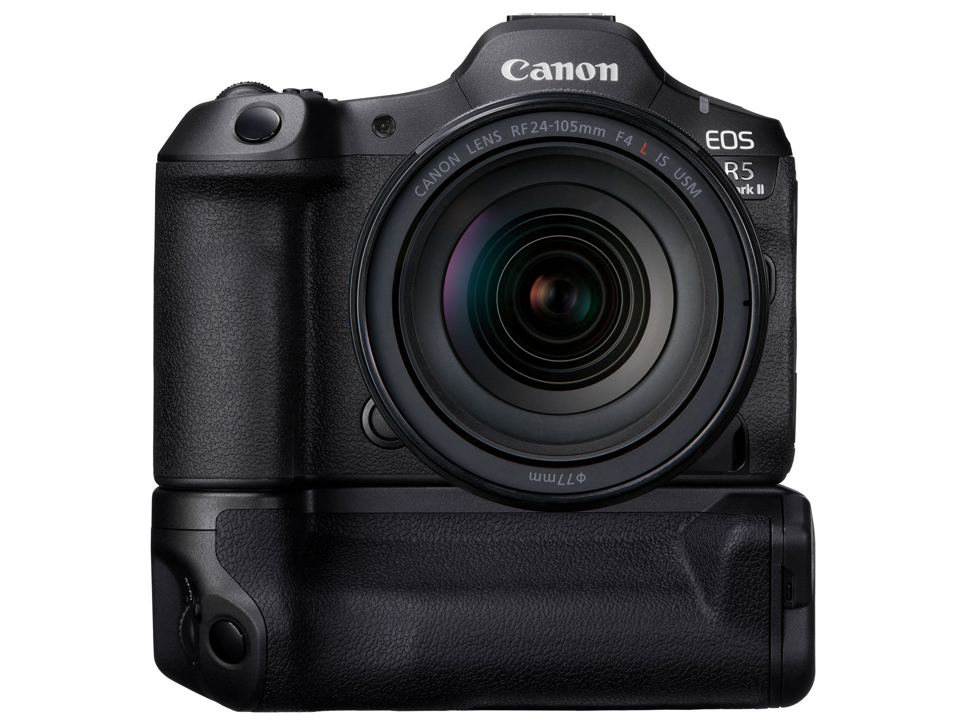 バッテリーグリップ「BG-R20EP」を装着。縦位置撮影に対応するほか、Ethrnet 2.5GBASE-Tを備える