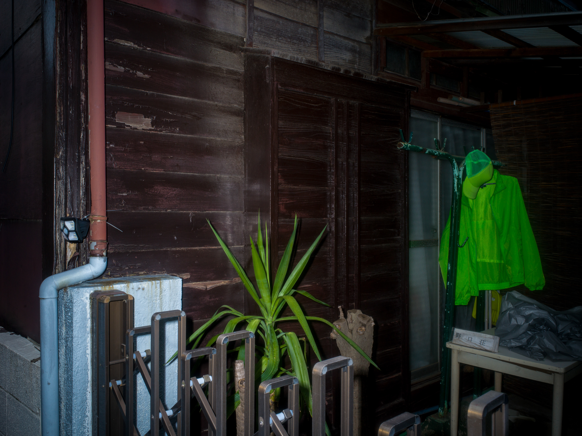 暗い路地裏を歩いていたら植物が見えたので、とりあえずシャッターを切ってみました。スピードライトの閃光でいろいろとモノが浮かび上がり。2mくらいに距離設定した適当設定での撮影です。<br><span class="fnt-85">ハッセルブラッドSWC/M+CFV II 50C／ビオゴンT* 38mmF4.5／F8／1/30秒／ISO 200／AWB</span>