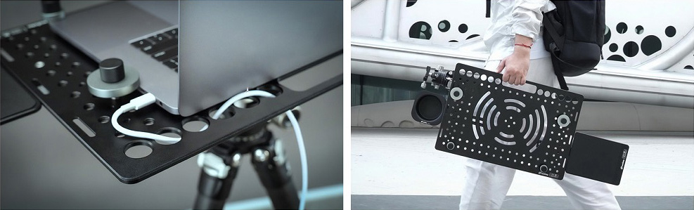 ケーブルを通す穴や、持ち手も備える