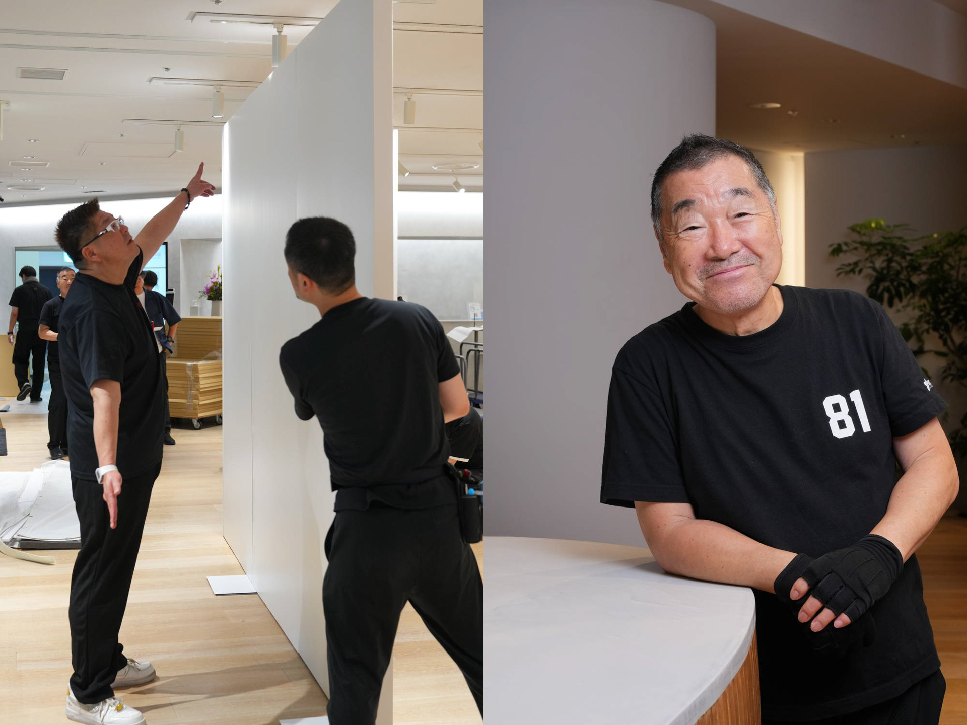 フレームマンの奈須田社長が陣頭指揮。私の満足したこの顔を見てもらえれば出来栄えがどうだったかがわかると思う